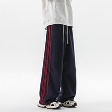 8XL-M美式复古三条杠休闲裤子加绒特大码阔腿卫裤KZ1935P60加绒70，男装休闲裤，电商B238