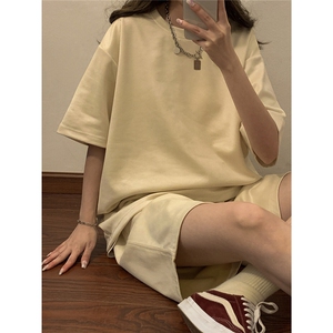中性风麂皮绒短袖T恤男DT8766P23短裤男DK8767P32套装TZ8757P55图片