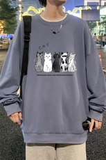 S6100-P28加绒款-P33秋季圆领卫衣男大码韩版宽松长袖外套，男装卫衣，电商A040