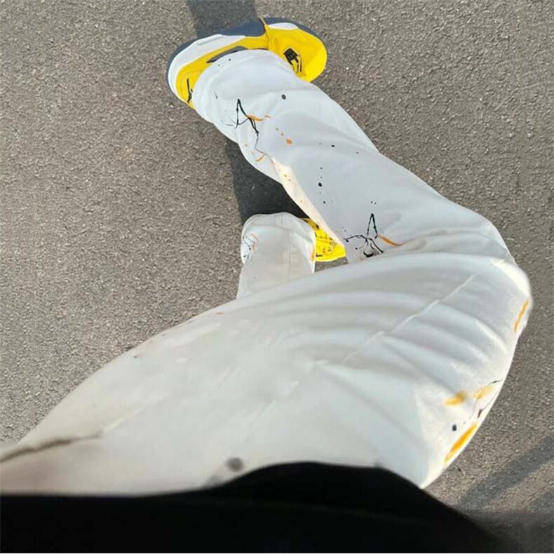 GN5101P50现货美式复古漆点白色牛仔裤欧美风设计感高级感直筒裤,男装牛仔裤,星座1108-5