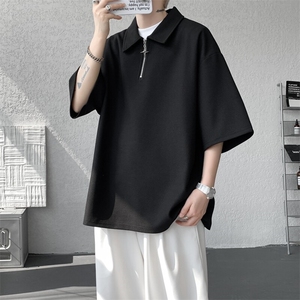 8XL-M半拉链短袖t恤特大码美式高街polo体恤衫翻领半袖DX1215/P35图片