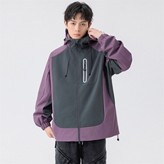新款硬汉风户外夹克男连帽撞色上衣冲锋衣外套A157B-JK7871-P80，男装夹克，电商A157B