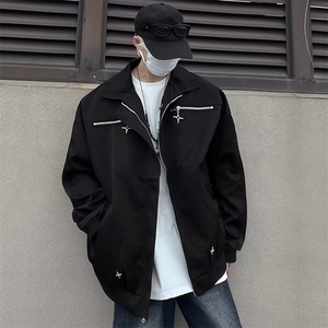 春秋新款设计感美式复古外套男宽松金属装饰情侣夹克衫JS241-P70图片