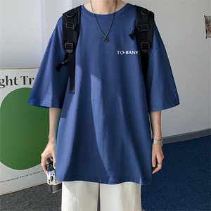 青少年短袖t恤男生夏季薄款美式复古潮牌纯棉半截袖宽松休闲体恤图片
