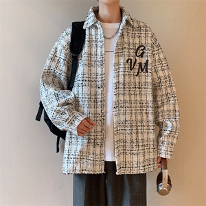 港风小香风衬衫男大码M-5XL中性情侣潮衬衫男CCS8019P45加绒P55图片