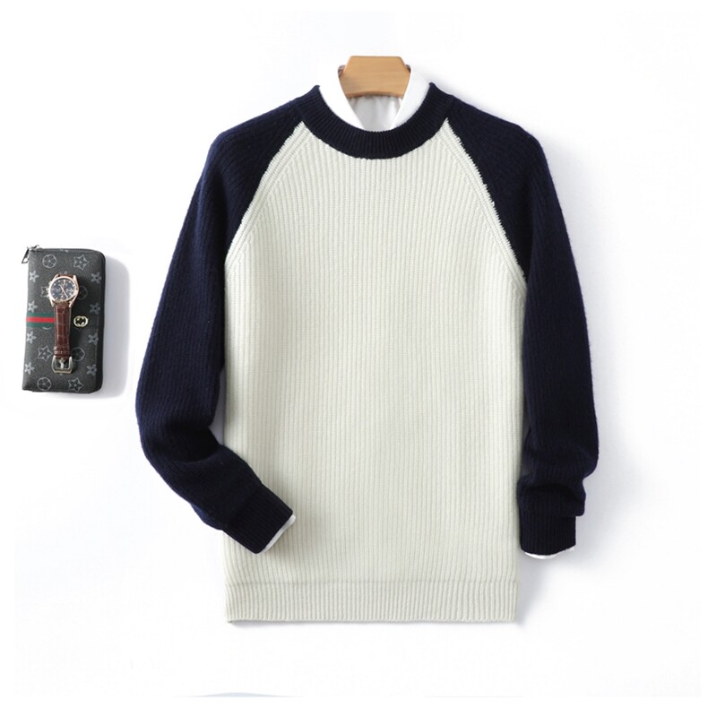 2025年秋季新款七针加厚元宝针针织男士羊毛衫时尚休闲通勤百搭，男装羊毛衫，雪贝坊二店