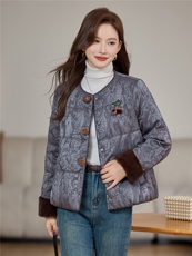 现货2025年冬季时尚新中式提花石墨烯绒棉棉衣，女装棉衣/棉服，依恋蒂丝