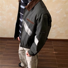 JK745-尺码M-3XL-P80-复古水洗珠地棉夹克外套做旧boxy翻领上衣，男装夹克，星座1811B