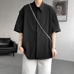 8XL-M假两件垂感冰丝短袖衬衫大码夏季凉感小众设计衬衣DC5003P55图片