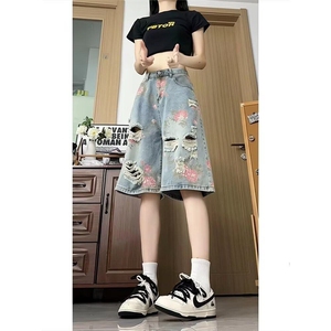 夏日五分牛仔短裤男女生直筒阔腿中裤慵懒潮流短裤网图DK525-p45图片