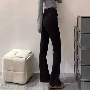1506-1/KD081/P37黑色微喇牛仔裤女秋冬新款弹力图片