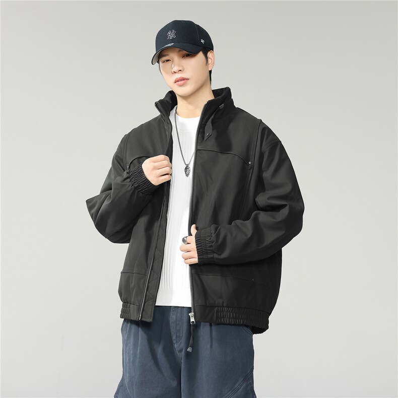 冬季潮牌立领防风棉服男士复古纯色通勤保暖机能风工装W0112,男装棉衣,电商D215