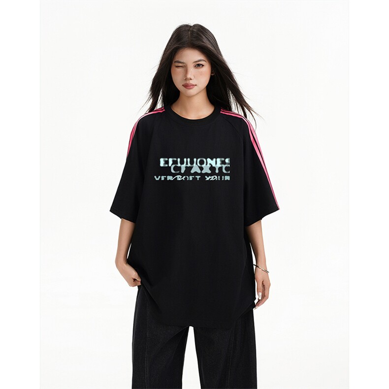 抖音得物高品质二开240克宽松纯棉美式潮牌三条杠织带短袖T恤，男装T恤，电商A486