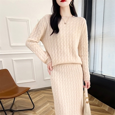 女士秋冬羊毛套裙羊毛，女装套装/套裙，蒙莲贝斯