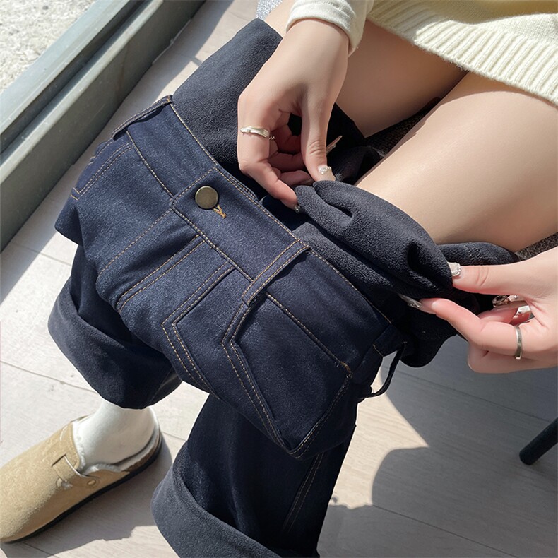 秋冬小众设计直筒牛仔裤宽松显瘦垂坠加绒大码拖地西装裤女,女装休闲裤,云美莎专业女裤-全店现货