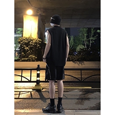 B221美式ins高街暗黑小众拉链休闲短裤五分裤LK23058-P55控78，男装休闲裤，电商B221