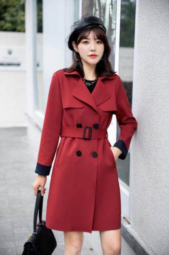 秋装新款上市：针织空气层面料拼色风衣M一XXX乚，女装风衣，拉思维加丝