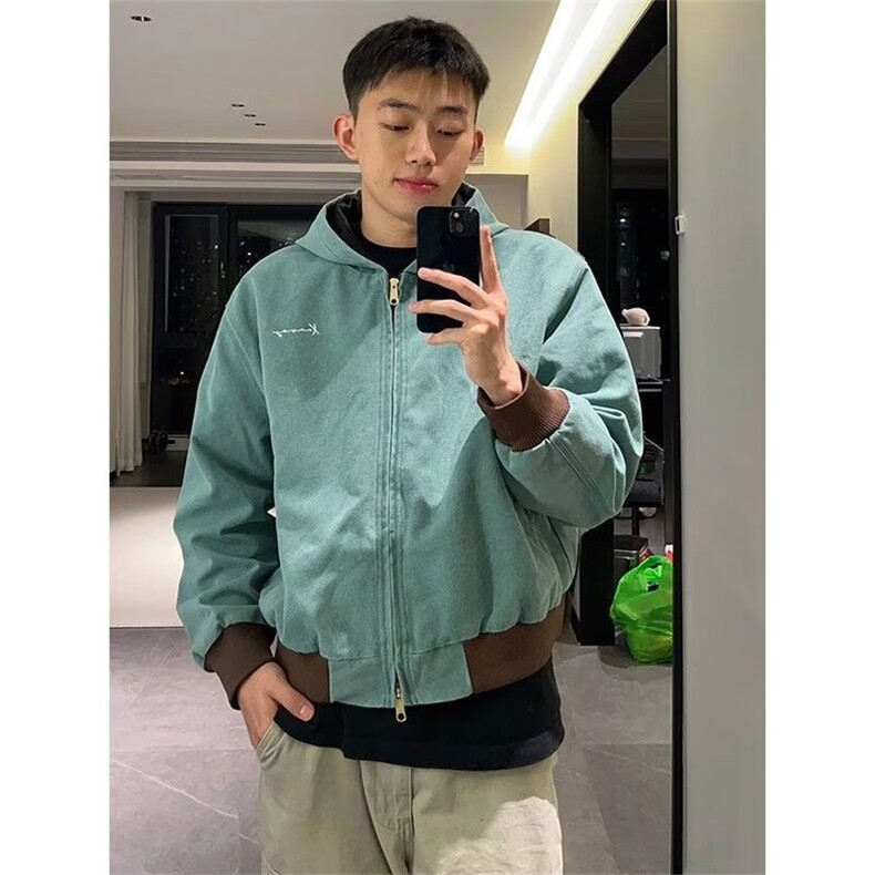春秋款夹克男美式复古宽松休闲高级感连帽外套JK726-P80图片