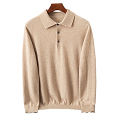 男士衬衫领羊绒套衫羊绒长袖商务绅士男装，男装羊绒套衫，欧力羊绒