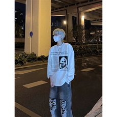 美式复古涅槃长袖t恤纯棉重磅打底衫CT31-P38，男装T恤，星座310A-4