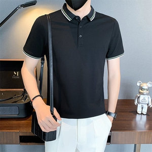 6602-P58翻领polo衫男ins短袖t恤新款夏季痞帅半袖-3 控78图片