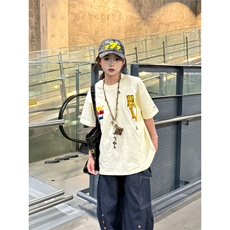 H0519-P35前毛巾绣+后发泡印花新款短袖T恤女，女装T恤，星座617A-2