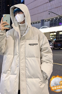 港风夜景时尚连帽字母印花中长款羽绒服A247-YR6163 P285控358图片