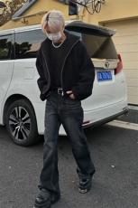 美式ins高街hiphop重工艺水洗微喇复古蓝牛仔裤货号K2320-1P55，男装牛仔裤，电商A063