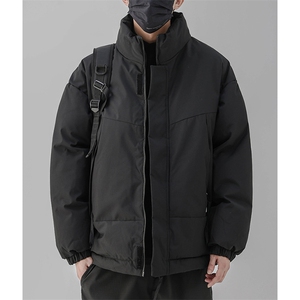 现货美式高街休闲夹克冬季立领纯色三防户外工装加厚棉服外套图片