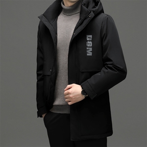 男装中长款羽绒服冬季新款中年保暖休闲上衣男士连帽鹅绒厚款外套图片