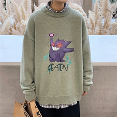 1港风新款宽松休闲中性情侣潮流印花毛衣男外套7633P48加绒P55，男装针织衫/毛衣，星座226-2