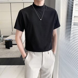 盗图 素雅纯色小高领打底衫百搭短袖男T恤M33/P20特控45图片