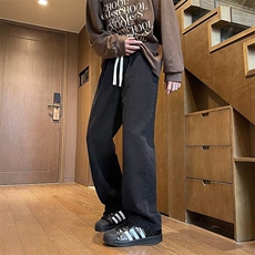 秋季薄款牛仔裤子男宽松长裤男潮牌青少年美式直筒休闲裤H803/P45，男装牛仔裤，星座506