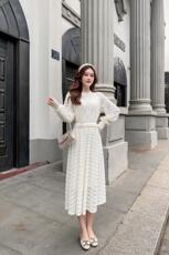 现货、磨毛珍珠连衣裙，女装连衣裙，艾丹迪蔓