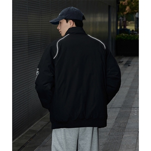 夜光条刺绣机车技能美式棒球服夹克外套潮牌情侣cityboy户羽绒服图片