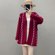 HE|追寻自我！baby山羊绒针织开衫女V领浴袍风毛衣中长款外套，女装针织衫/毛衣，国旺羊绒
