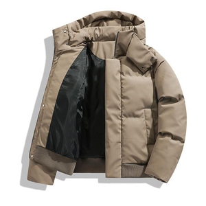现货5W件冬季三防重磅boxy短款羽绒连帽PU皮棉衣外套防风加厚棉服图片