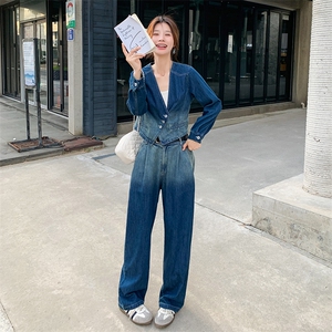 高端渐变色牛仔套装女装设计感小众高级感两件套图片