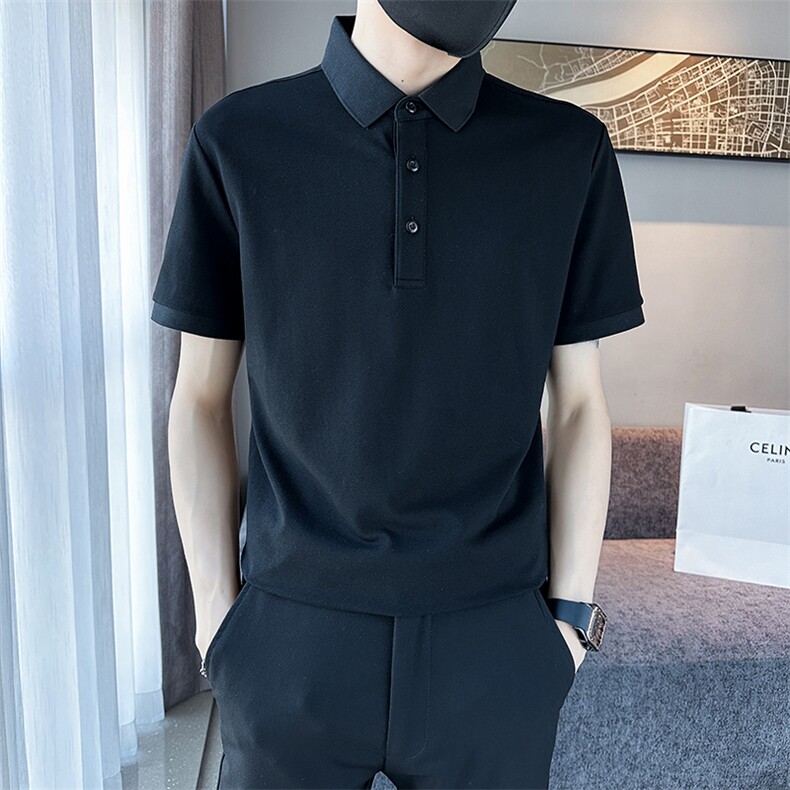 常年款品牌质量纯色光版翻领短袖polo衫男夏季t恤修身T0257-特P40,男装T恤,电商D342