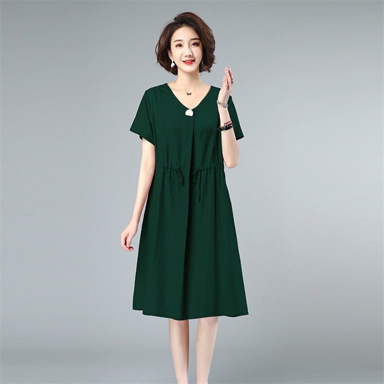 2021夏款新款纯色大码大口袋女装连衣裙230款,女装连衣裙,秋牧寒烟