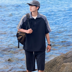 美式条纹短裤男夏季新款潮薄款搭配一套宽松五分裤子TZ120-P63，男装牛仔裤，星座308B-2