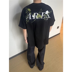 美式街头花卉刺绣圆领短袖t恤男款夏季潮牌复古宽松休闲体恤DC016，男装T恤，星座208-5
