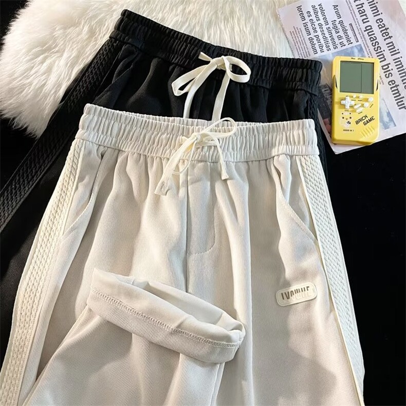 侧边织带条纹裤子男春秋季休闲长裤阔腿高街潮ins运动裤K3223-P40,男装休闲裤,星座412-2