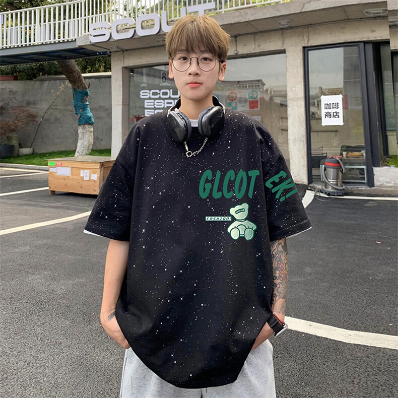 量大优供抖音视频 支持得物配合二开美式满天星亮片短袖T恤MTX171图片