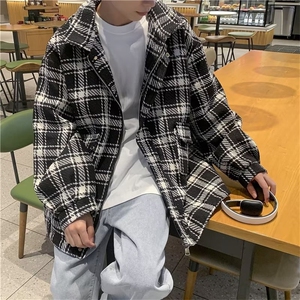 小香风外套男ins潮牌痞帅格子毛呢宽松情侣千鸟格夹克JY6678-P70图片