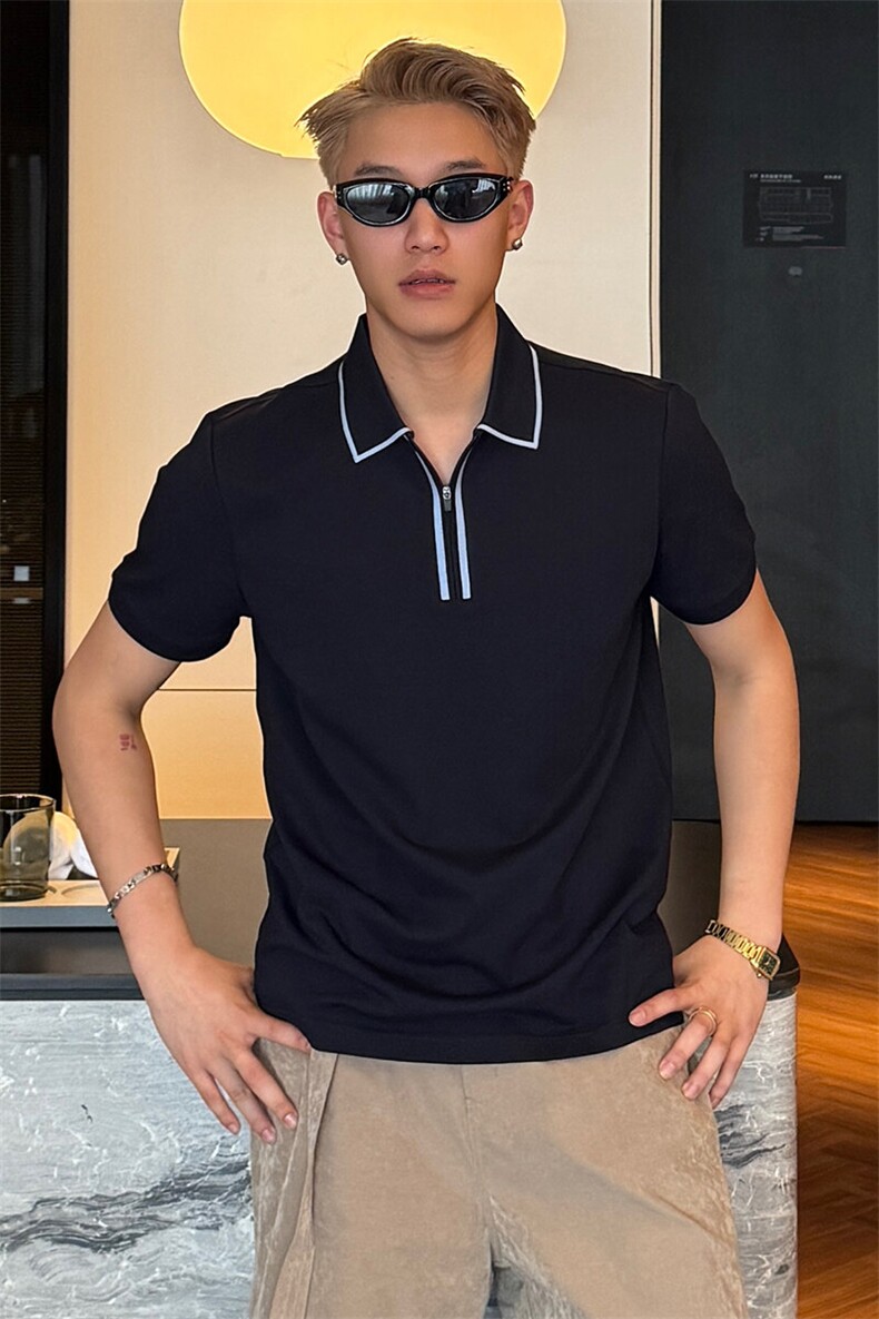 2025夏季新款短袖翻领T恤高级感Polo衫2263-特P46,男装T恤,电商D342