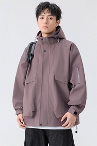 新款硬汉风户外夹克男连帽纯色上衣冲锋衣外套A157B-JK7872-P75图片