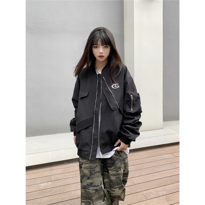 春秋款潮流高街美式飞行服外套宽松百搭工装夹克棒球服,男装夹克,星座506A