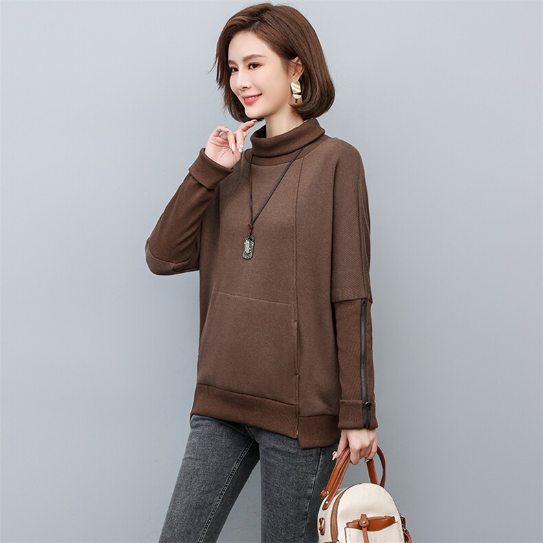 加绒卫衣女2022新款冬季高领短款时尚洋气秋冬打底上衣，女装卫衣/绒衫，忆绮罗