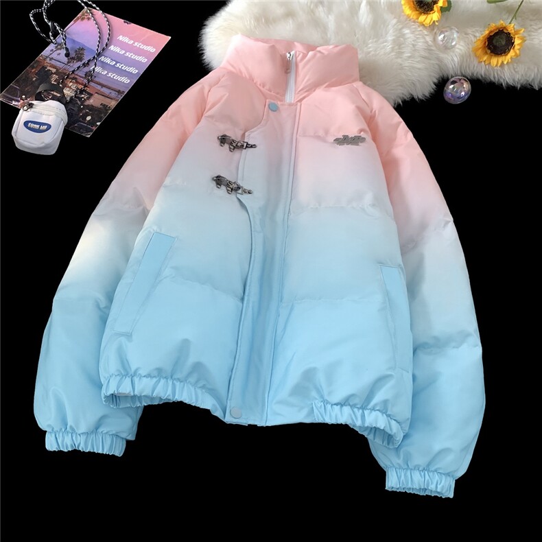 XZ230-1MY58冬款平铺简约轻奢扎染渐变飞机扣休闲面包服P128控158，鞋类箱包手腕包，星座230-1